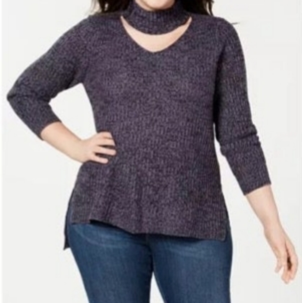 Planet Gold 1XL Trendy Plus Size Sweater Cut Out Neckline